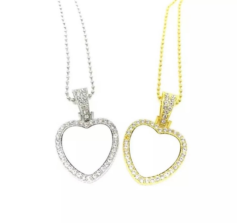 blank Heart Pendant Necklace Diamonds