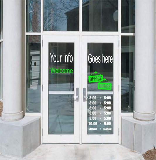 Office Doors: Interior & Exterior  Office Glass Door graphic  - boutique window - your graphic wording  Logo - custom design - store front - window decal business logo - custom